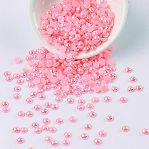 2mm 3mm 4mm 6mm ABS Halbrunde Perle Flache Rückseite Scrapbook Perlen Für Schmuckherstellung DIY Nagel Handwerk Perlen Bekleidungszubehör-AB Korea Pink,China,6.0mm 120Stk
