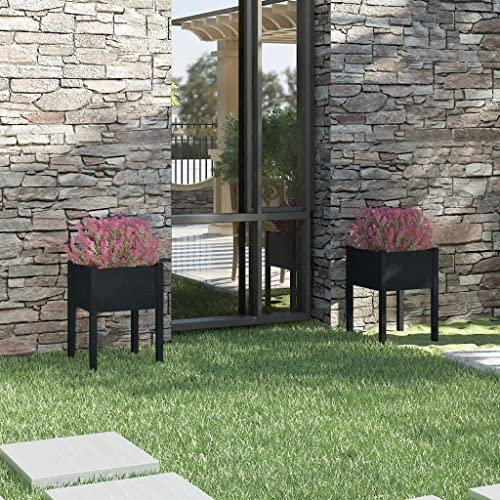 WIFESE JardinièRes 2 Pcs Noir 50x50x70 Cm Bois De Pin Massif Jardinieres Exterieur Jardiniere Bois JardinièRe sur Pieds Potager Bacs ã Fleurs JardinièRe Rectangulaire Haute