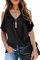 Tunique Femme Noir 2025 Eté Sexy Col en V Oversize Épaules Dénudées Manches Courtes Tee-Shirt T-Shirts Y2K Vêtements Club XL