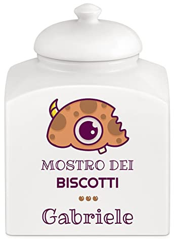 Maverton Barattolo in ceramica - stampa personalizzata - Contenitore per biscotti 3 L - organizer cucina ceramica - barattolo per merendine - pensiero originale per uomo - mostro biscotto