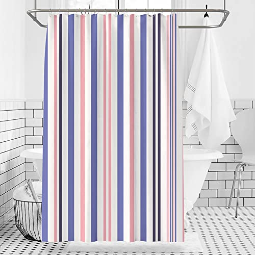 Bad Vorhang, Duschvorhang Muster Klassische Streifen Polyester Weiß Blau Rosa Duschvorhang 180x180cm(72 W x 72 H)