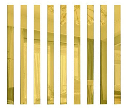 Lioaeust Piastrelle a specchio, 10 strisce lunghe in acrilico, mosaico, adesivo da parete effetto riflettente, per soggiorno, camera da letto, divano, sfondo, pareti, 5 x 50 cm (oro)