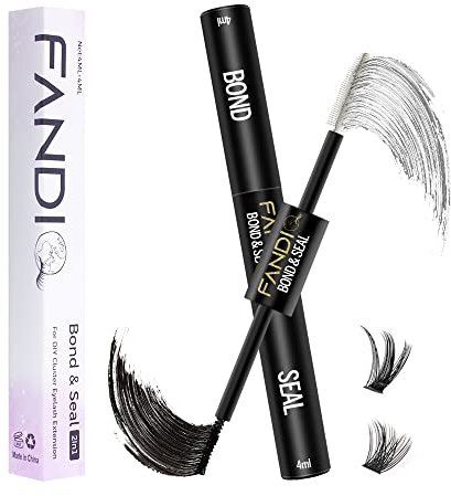 Lash Bond & Seal, Eyelash Glue for Individual & Cluster DIY Eyelash Extensions, Strong Hold Waterproof, Latex-Free, Long Lasting for Sensitive Eyes - 4ML + 4ML