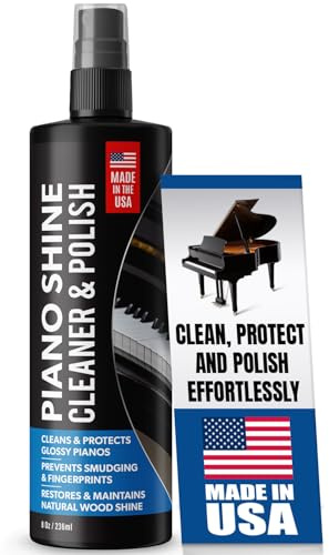 Samorillo Piano Shine Polish & Cleaner - Clean, Polish, Wax & Protect Glossy Pianos & Surfaces - Made in USA - 8 oz Cleaning Solution with Added UV Protectant & Anti-Static - Prevents Dust & Smudges