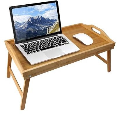 1ABOVE Bamboo Folding Breakfast Tray with Handles, Multipurpose Lap Tray for Breakfast in Bed, Sofa, Eating, Working, Serving, Drawing, Laptop Stand & Snack Tray (NATURAL)
