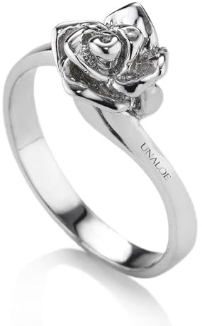 UNALOE SEDUCENTI EMOZIONI Anello Donna Gioia, Anello in Argento sterling 925, Anello Solitario con rosa,Gioielli donna,regalo mamma ragazza (Silver 24)