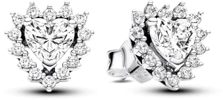 PANDORA Timeless Funkelnder Herz-Strahlenkranz Ohrstecker aus Sterling Silber mit Zirkonia, 293097C01
