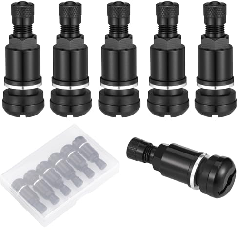 6 Stück Autoventil, Aluminiumlegierung Reifenventil mit Kappen, Lecksichere Autoreifen Ventil mit Eingebautem Ventilkern, Universal Reifen Ventil Tubeless Ventil, Passend für Felgenloch 11,5mm