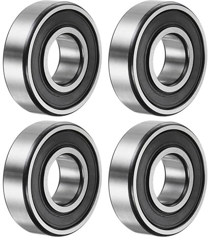 sourcing map 6204-2RS Rillenkugellager, 4 Stück 20 x 47 x 14mm C3 Doppelt gummierte Chromstahl-Lager, Schwarz