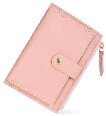 DEARBAG Portefeuille Femme Cuir, Porte Monnaie Mini Porte Cartes, avec Fermeture éclair, avec 6 Emplacements de Carte, éclair Poche à Monnaie, Porte Carte de Credit Cuir, 14 * 9 * 0.5cm (Rose)
