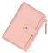 DEARBAG Portefeuille Femme Cuir, Porte Monnaie Mini Porte Cartes, avec Fermeture éclair, avec 6 Emplacements de Carte, éclair Poche à Monnaie, Porte Carte de Credit Cuir, 14 * 9 * 0.5cm (Rose)