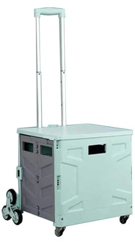 Einkaufswagen Zusammenklappbarer Bollerwagen mit Rädern, zusammenklappbarer Wagen, tragbarer 8-Rad-Trolley, Camping-Reise-Aufbewahrungsbox, Supermarkt-Lebensmittel-Transportwagen (Size : 45L)