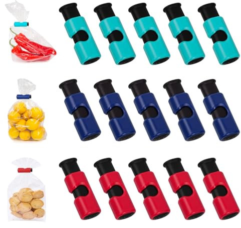 Clip per Sacchetti Alimentari, 15 Pezzi Chiudi Sacchetti Cucina 6 cm, Mollette Chiudi Sacchetti, Clip per Alimenti da Cucina, per Imballaggio di Snack e Caramelle da Cucina