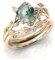 Von der Natur inspirierter Blatt-Moos-Achat-Ring, Moos-Achat-Ehering-Set for Frauen, 925 Sterling Silber grüner Schmuck, Geschenk, Versprechensring for Sie (Color : Yellow Gold, Size : 58(18.5))