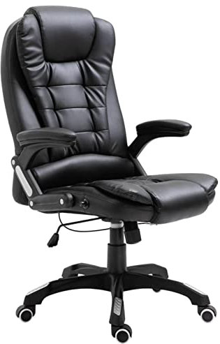LAPOOH Silla de Oficina, Silla Ergonómica, Office Chair, Silla Ordenador, Silla Despacho, Silla Escritorio Gaming, Sillas De Escritorio, de Cuero sintético Negra
