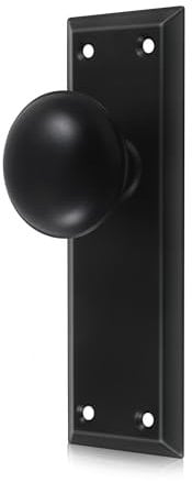 newliplace 2 Pack One-Sided Black Dummy Door Knobs Interior, Vintage Long Plate Dummy Door Knobs in Matte Black