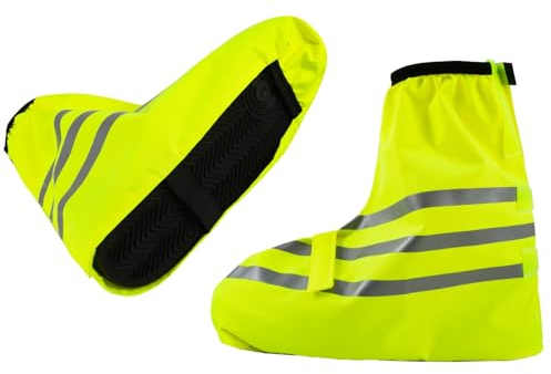 HJSSAA Regenschutz Schuhe Fahrrad, wasserdichte Überschuhe mit Reflektoren,Unisex Regen Gamaschen, Überschuhe Fahrrad Regen (gelb L)