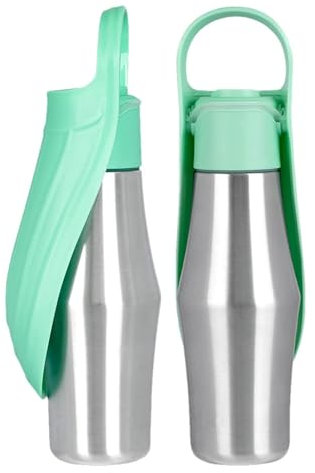 Botella de agua para perros – Recipiente de agua para perros, cuenco de agua para mascotas, dispensador de agua de acero inoxidable, dispensador de agua a prueba de fugas para perros, botella de agua