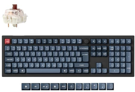 Keychron V6 Max Full Size Custom Knob Mechanical Keyboard, QMK/VIA Programmable Wireless Bluetooth 5.1/2.4 GHz/Wired with RGB Hot-swappable Gateron Jupiter Brown Switch for Mac Win Linux - UK Layout