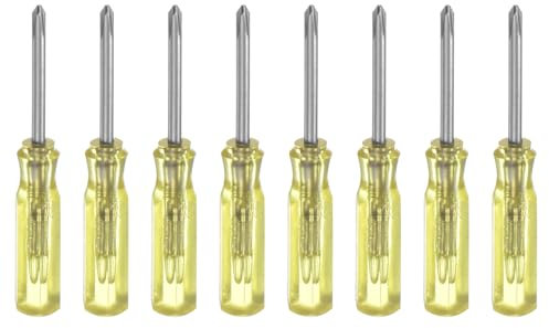 sourcing map 8Pcs PH0 Mini Phillips Screwdriver 2mm Magnetic Cross Head 45mm Length for Small Appliances Repairs, Yellow
