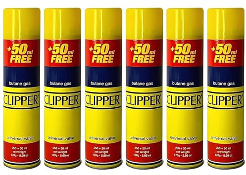 Luxtrous Genuine Clipper Gas - Universal Refill Fluid for Lighters, BBQ, and Cooking - 300ml Capacity - Reliable & Safe Fuel Solution (Pack of 6)