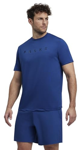 FALKE Herren T-Shirt Training Logo M S/s Sh Funktionsmaterial feuchtigkeitsregulierend maximale Bewegungsfreiheit 1 Stück, Blau Blue Pond 6598, XXL