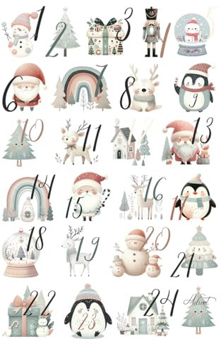 Nessy's Kreativ Fabrik/Advent Bügelbilder Set DTF/Personalisierte Bügelbilder/DIY zum selbst aufbügeln/Bügelbild Adventskalender Zahlen Design 1 (A4)
