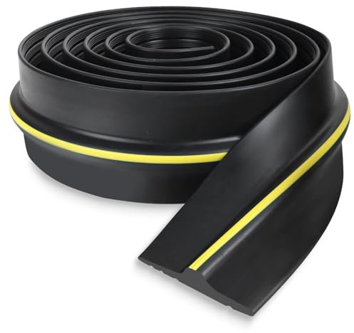 Garage Door Seal Universal Garage Door Seal Strip Heavy Garage Door Bottom Weather Stripping Rubber Seal Strip Garage Door Weather Seal Excluder Waterproof (Black Yellow, 80mm(W) x 18mm(H) x 3m(L))
