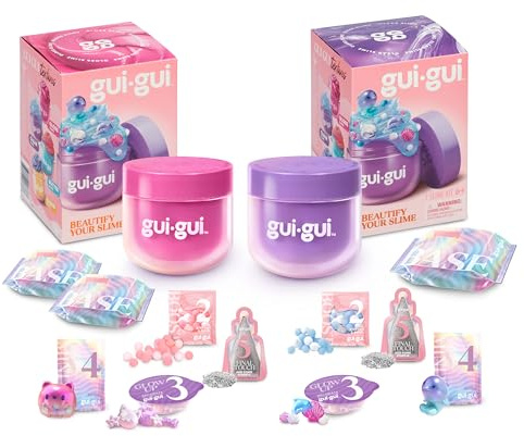 GUI GUI Slime Kit 2-Pack Bundle, Clear & Gloss Scented Slimes | 5-step DIY glow-up process, resealable containers; ASMR slime kit for girls, birthday gift ages 6+