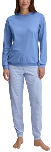 CALIDA Graphic Nights Pyjama Damen | weich und atmungsaktiv, geschmeidiger Single Jersey, klassischer Schnitt für hohen Schlafkomfort, elastischer Hosenbund