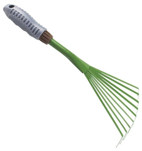 Garden Rake Sturdy Small Hand Rake with Ergonomic Handle, Compact & Portable Gardening Hand Tools for Gardening, Cultivating, Sweep Yard Flower Beds Sweeper Leaf Scraper