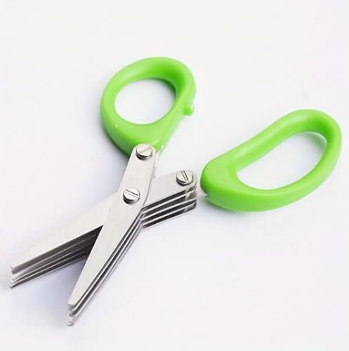 Herb Scissors with 5 Blades - Stainless Steel Multi Blade Kitchen Chopper - Herb Cutter for Kitchen Use - Herb Chopper Vegetable Cutter - Chopping Board Scissors