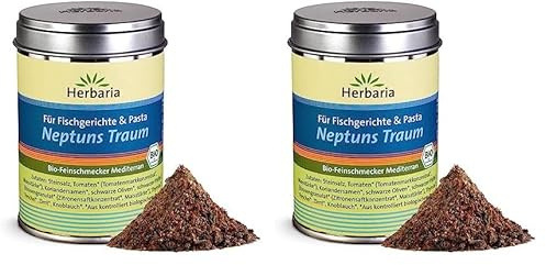 Herbaria Neptuns Traum bio 100g M-Dose - fertige Bio-Gewürzmischung für mediterrane Fischgerichte & Pasta – mediterrane Gewürzmischung - mit erlesenen Zutaten - in nachhaltiger Aromaschutz-Dose