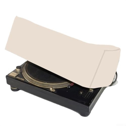 Cubierta antipolvo para tocadiscos, tapa de tocadiscos vintage, a prueba de polvo, protector de tela Oxford (beige)