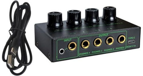 Uxsjakjsd Professional 4 Channel Stereo Audio Amplifier Low Noise Headphone Amplifier for PC for Sound Mixer Guitar SET 1