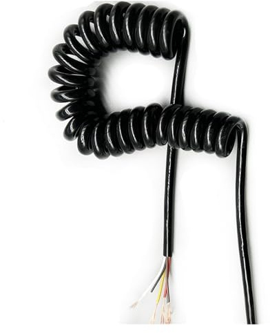 Elektrisches Kabel, einziehbares Netzkabel, 20AWG 5-adriges Teleskop-Spiralkabel, Kupferkern, Federdraht, elastisch, schrumpfbar, Strom-Verlängerungskabel(Stretch 3.75 meter)