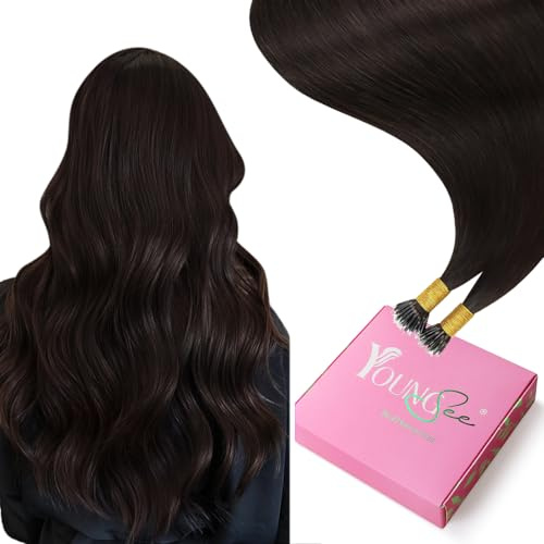 YoungSee Nano Hair Extensions Dark Brown 28 inch 50g 50s Long Straigt Hair | Nano Hair Extensions Real Human Hair Brown,Nano Loop Hair Extensios Add Length,for Diy Enthusiasts,Easy to Style