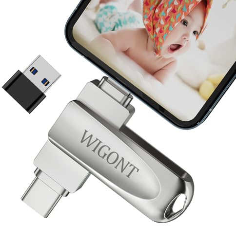 【sans Application】 WIGONT Cle USB lPhone 256 Go 3 en 1 | Clé USB lphone, lpad, PC, Android et tablette avec adaptateur USB séparé. Clef usb lphone pour sauvegarder photos et vidéos