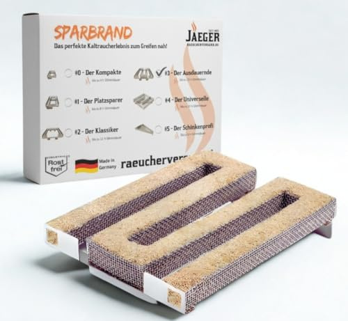 Jaeger Original Spar-Brand Gr. 3 aus Edelstahl, Made in Germany, 20 Stunden Kaltrauch. Cold Smoke Generator, Food Smoker, Kaltrauch, Räucherschnecke