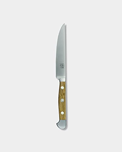 GÜDE Solingen - Porterhouse Steakmesser Glatt geschmiedet, Klingenlänge: 12 cm, Serie: ALPHA-OLIVE - Doppelkropf, Handmade Germany, Griff: Olivenholz