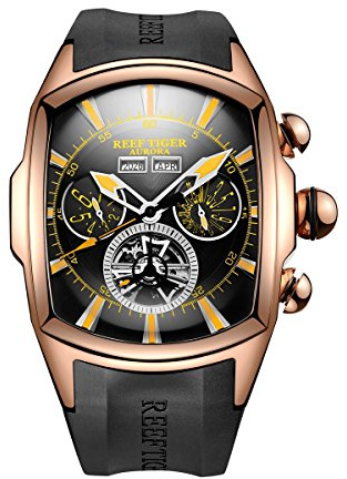 REEF TIGER Herren Uhr analog Automatik mit Kautschuk Armband RGA3069