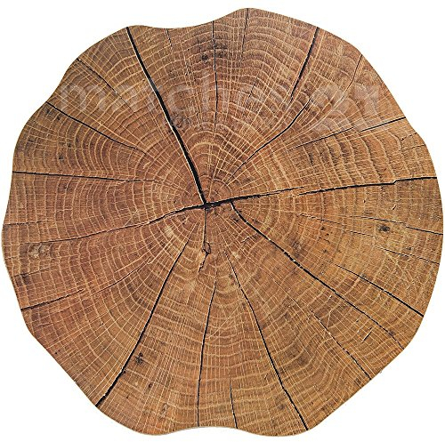 Tischsets 6er als abwaschbare Tischdeko im Landhaus Stil - Platzsets Holzoptik braun als runde Tischuntersetzer in 38 cm - Platzdeckchen als Tischunterlage für Esstisch Wohnzimmer Tisch