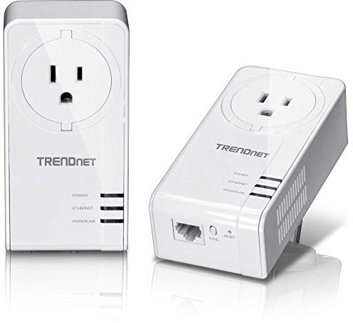 TRENDnet Adaptador Powerline 1300 AV2 con Kit de Adaptador de Salida Incorporado, Incluye 2 adaptadores TPL-423E, IEEE 1905.1 e IEEE 1901, Puerto Gigabit, Alcance hasta 300 m, TPL-423E2K, Blanco