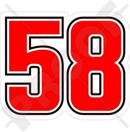 MARCO SIMONCELLI 58 Motorradrennen 75mm Motorrad Vinyl Fahrrad-Helm Aufkleber Abziehbild, Vinyl Sticker