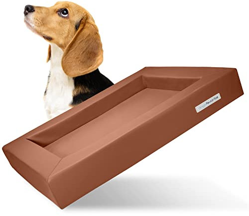 dogsfavorite Hunde-Bett - waschbares Hundekörbchen - hochwertiges Hundesofa - gelenkschonendes Hundekissen - robuste Hundematte - Hundekorb - Gr. M 90 x 70cm - Cognac