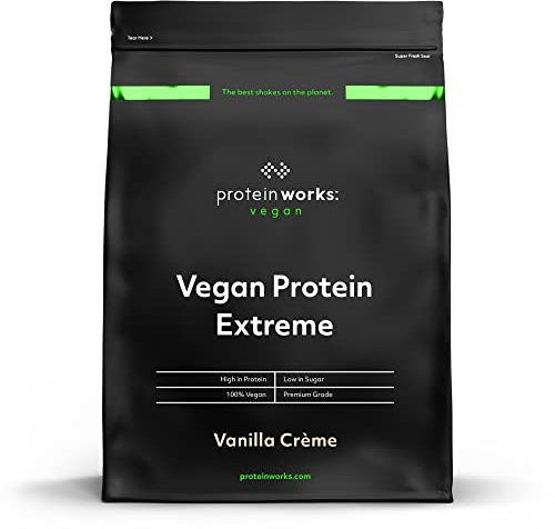 Protein Works - Vegan Protein Extreme , Added Vitamin Blend , Vegan Protein Powder , Plant Based Protein Shake , 57 Servings , Vanilla Crème , 2kg