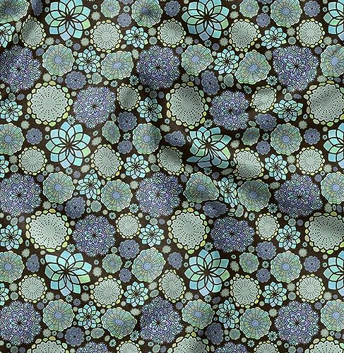 Soimoi Braun Baumwolle Batist Stoff Blau Mandala Stoff Meterware 56 Zoll breit