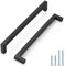 Probrico 5 Pack Hole Center 256mm Kitchen Cabinet Handle Stainless Steel Bathroom Drawer Pulls Black Wardrobe Door Knobs