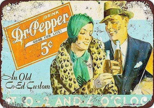 Eletina twinkle Metall-Blechschilder, Vintage-Schild, 20,3 x 30,5 cm, 1922 Dr. Pepper-Look, Reproduktion, Wandschild, Retro, Club, Kneipe, Bar, Poster, Dekoration