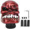 Aramox Skull Car Stick Shifter, Schaltknauf im Devil Head-Stil mit kleinen Zähnen und 8-mm-/10-mm-/12-mm-Adaptern für die meisten manuellen Fahrzeuge[rot]
